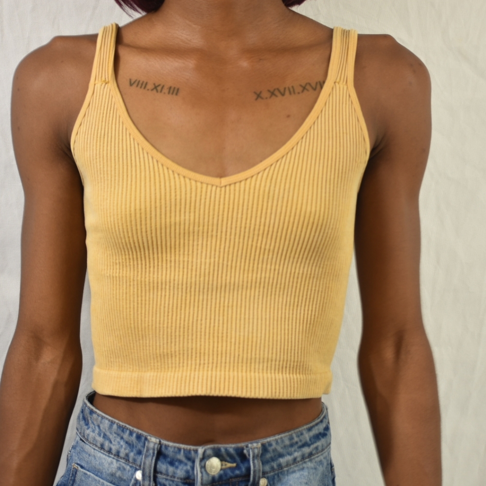 Yellow crop tank top